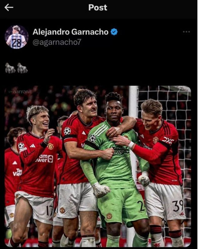 Erik ten Hag Affirms Man United’s Support for Alejandro Garnacho amidst FA Investigation for Social Media Post Involving Andre Onana and Gorilla Emojis