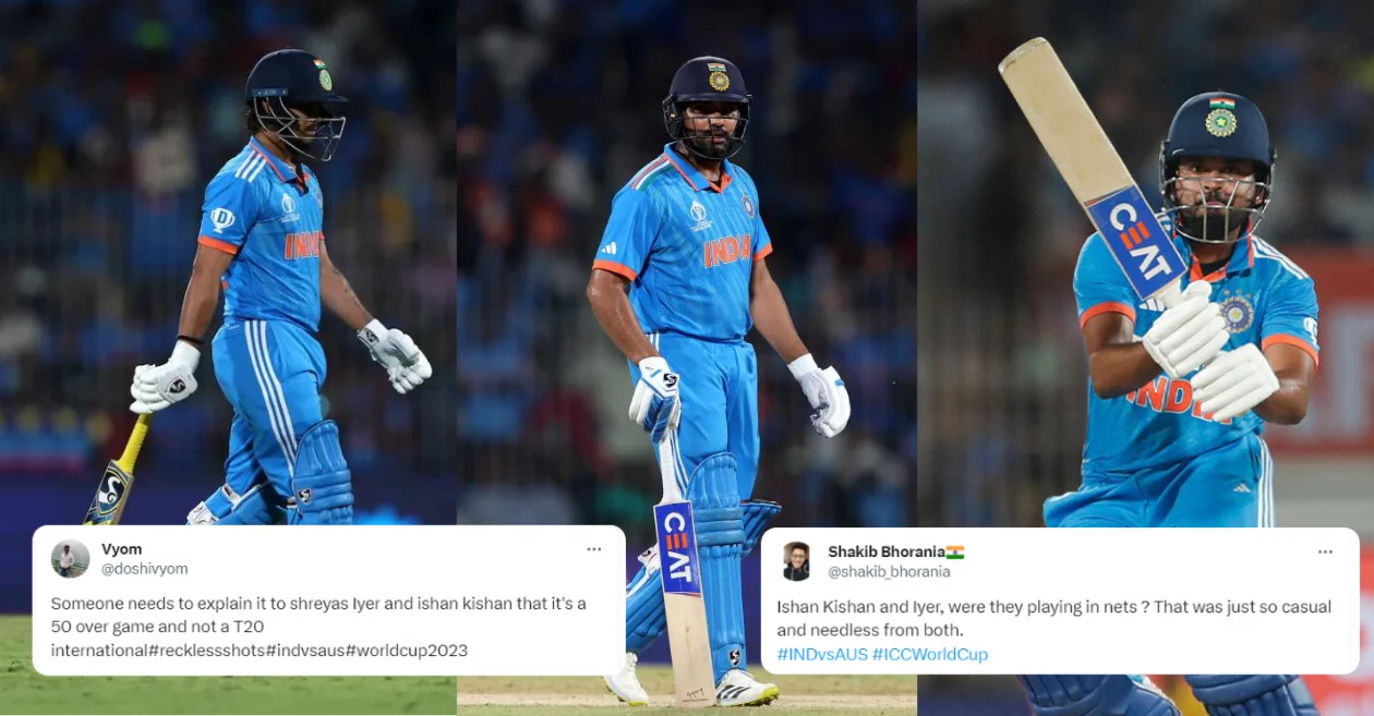 India’s top-order crumbles in CWC 2023 match against Australia, fans enraged as Rohit Sharma, Ishan Kishan, Shreyas Iyer depart without scoring