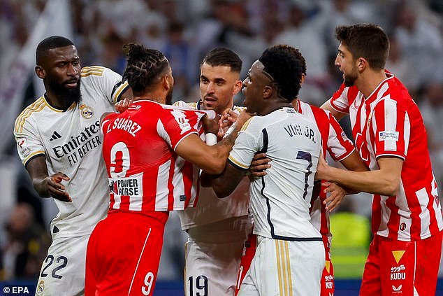 Real Madrid’s Controversial 3-2 LaLiga Victory Over Almeria Sparks Outrage Among Struggling Team with Accusations of Biased Refereeing