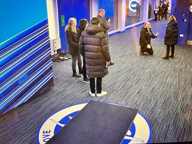 Peter Crouch jokes that Abby Clancy would have slapped him if he proposed in a football tunnel, as a referee steward surprises his partner with a heartwarming backstage proposal at the Amex Stadium.