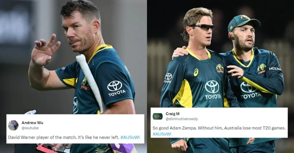 Twitter erupts with praise for David Warner and Adam Zampa as Australia secures 11-run victory against West Indies in 1st T20I