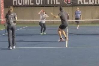 Furious woman threw tennis racket in fit of rage