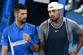 Novak Djokovic makes a stunning prediction about Nick Kyrgios’s Australian Open chances after the two mates teamed up in thrilling doubles match