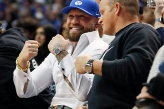 Conor McGregor’s shock appearance at BYU basketball game stuns fans as strict school welcomes accused rapist