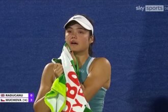 Emma Raducanu is reduced to TEARS on court after her opponent raced into early lead in Dubai clash