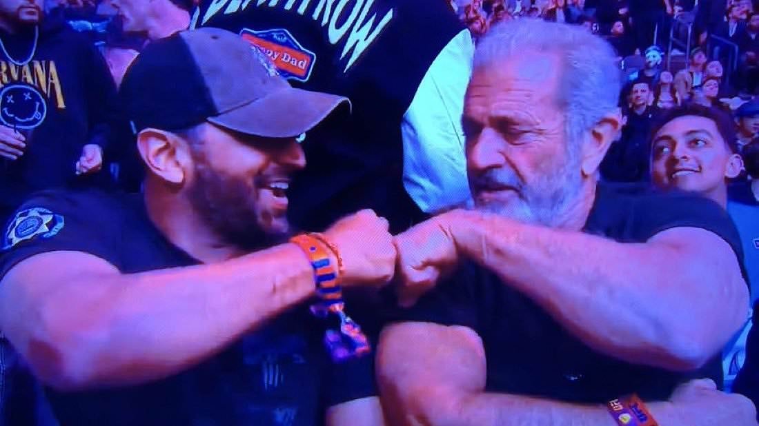 UFC fans go wild as Donald Trump’s FBI boss Kash Patel and Mel Gibson fist bump in Las Vegas